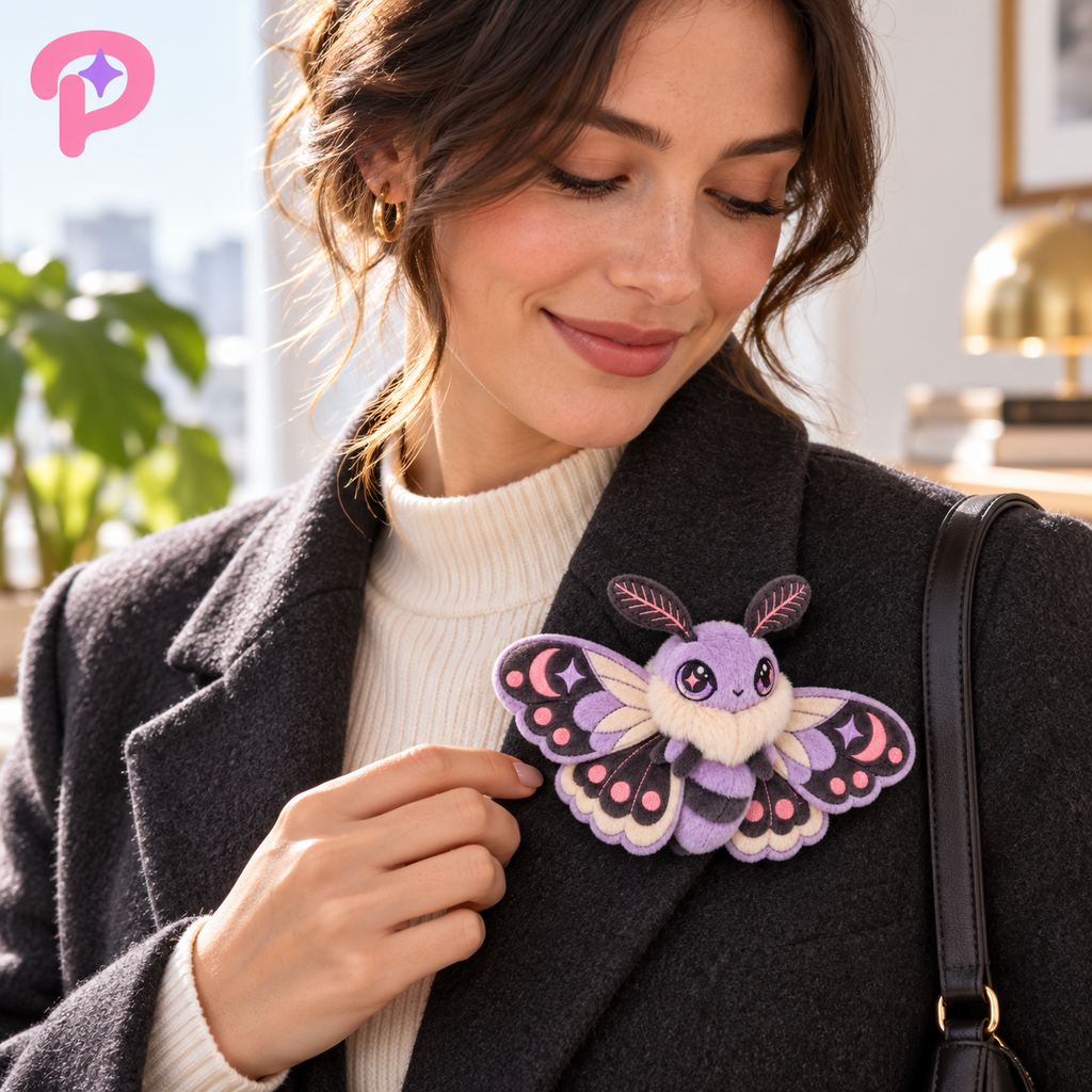 Pryzelia™ Velvet Moth Brooch Plush