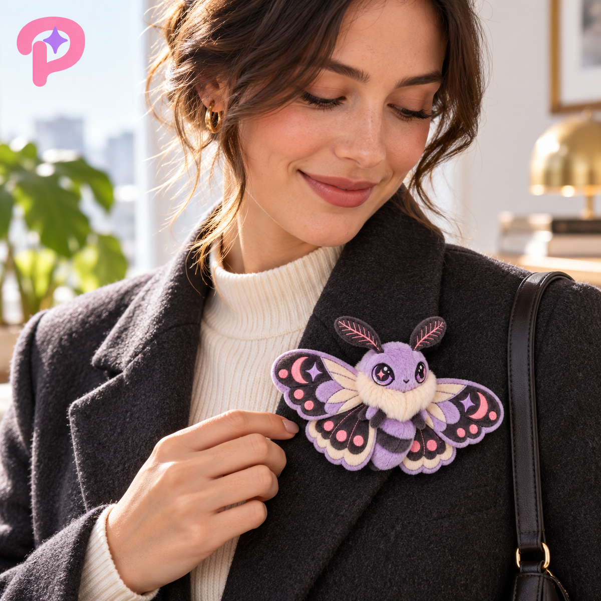Pryzelia™ Velvet Moth Brooch Plush